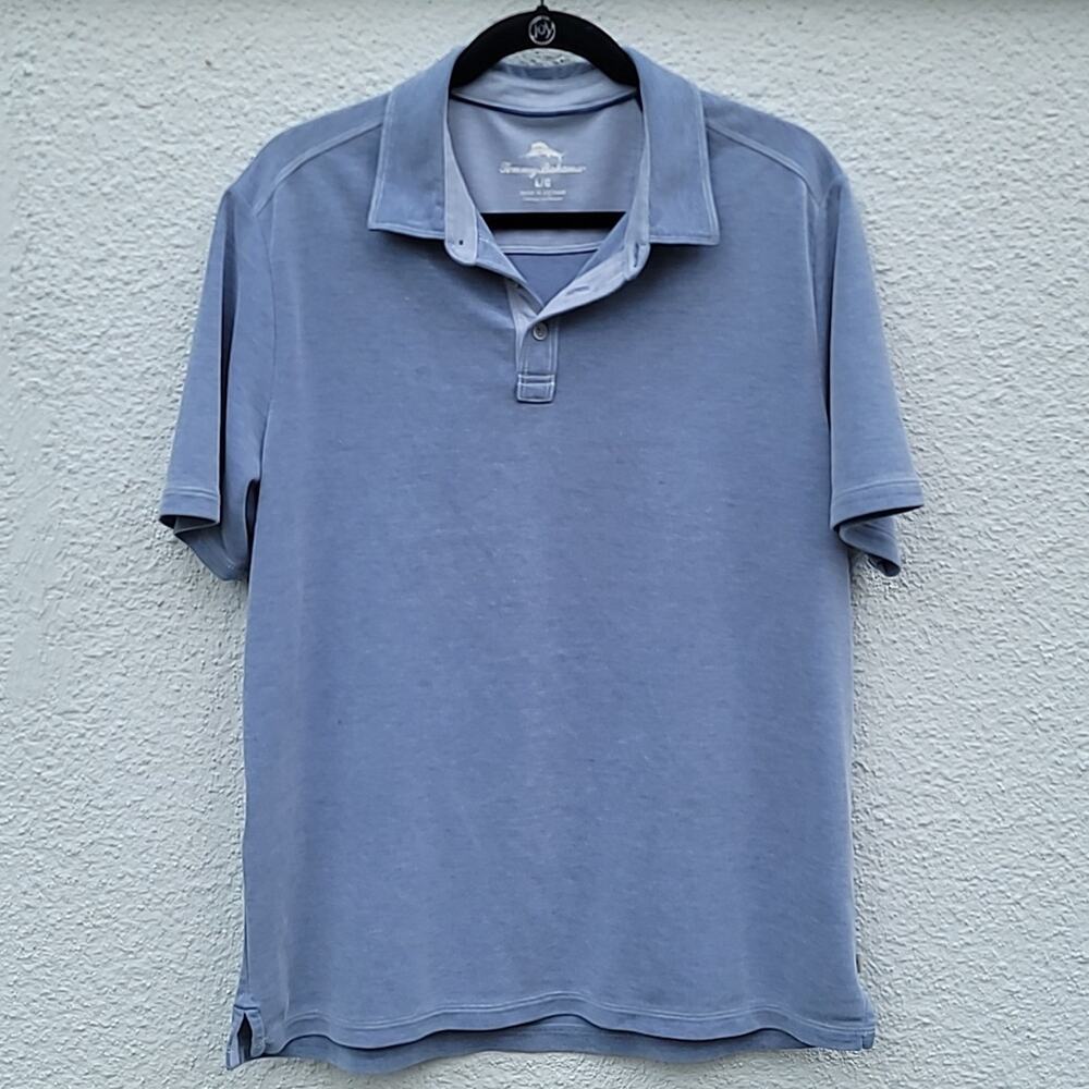 TOMMY BAHAMA sz L Heather blue polo shirt
